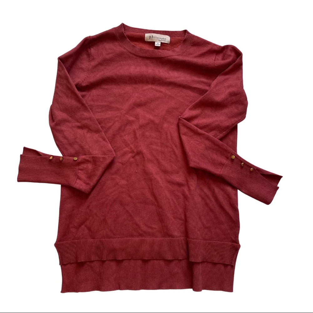 Philosophy Orange Sweater with Gold Button Details Size Small